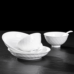 国色天香-白 单品2026新款碗碟套装家用釉下彩陶瓷餐具碗盘组合