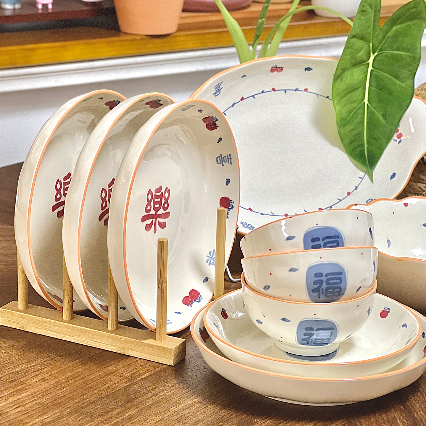 釉下彩2026新款碗碟套装家用中式高温陶瓷餐具乔迁礼物饭碗汤碗盘,餐饮具,碗,淘宝优惠券,粉丝福利购,淘宝优惠卷