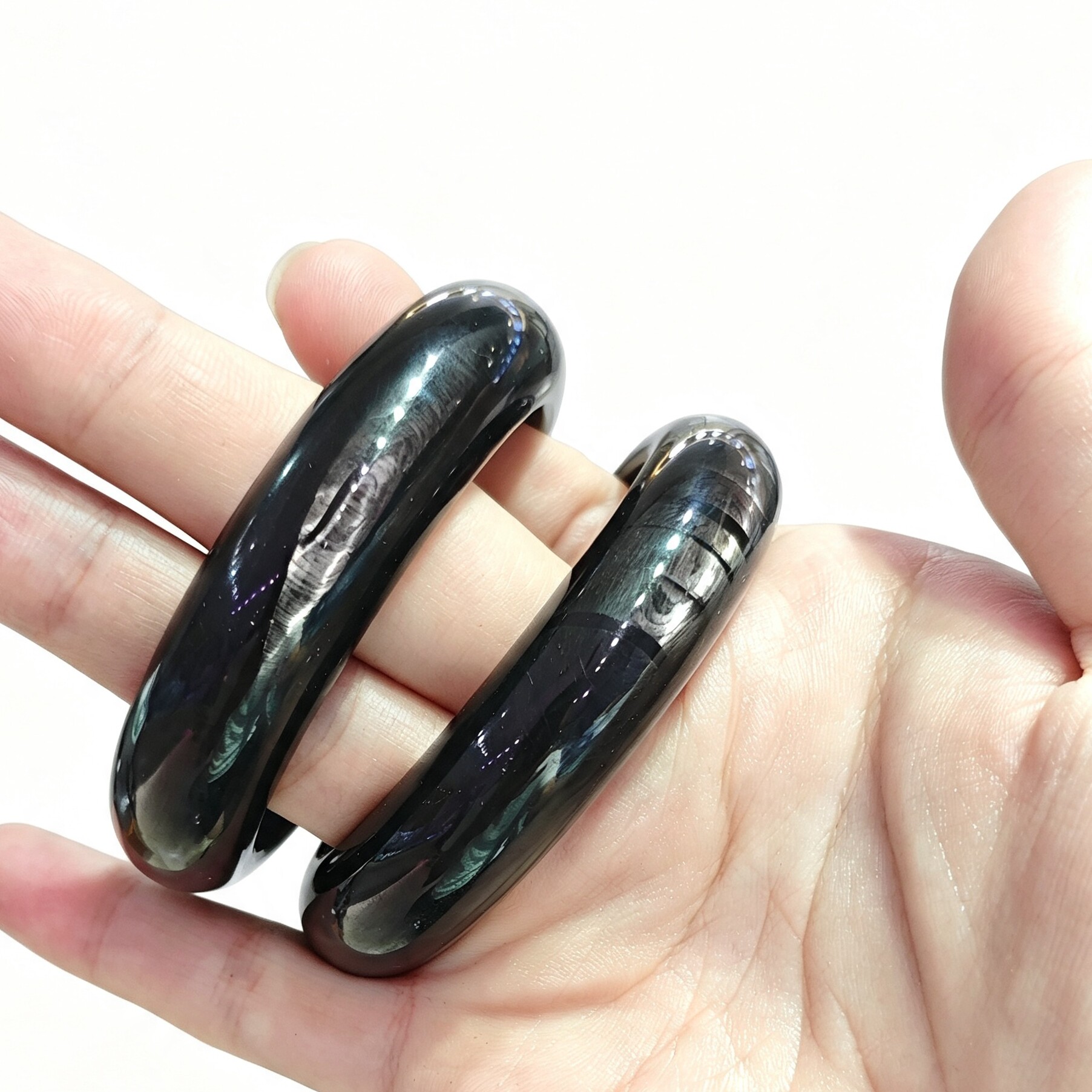 可挑选 天然金运石手镯女天然辉石紫苏辉石强猫眼金属光国风镯子图片