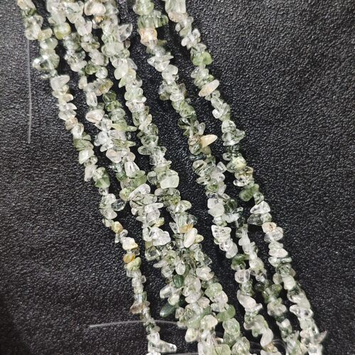 天然水晶绿云母碎石串珠 打孔不规则随形珠子 DIY叠戴 绿色珠子