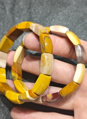 天然莫凯特石手链 女款 澳洲碧玉 长方砖手排多 蛋黄石手串