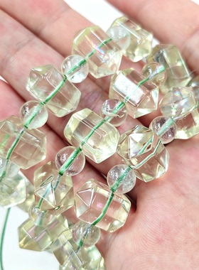 天然水晶柠檬黄（改色）水晶双尖长方形切面手链 女款饰品