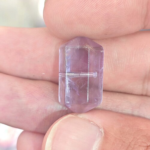天然水晶紫水晶双尖珠子 长约17mm 六棱柱DIY手链手串配件隔珠