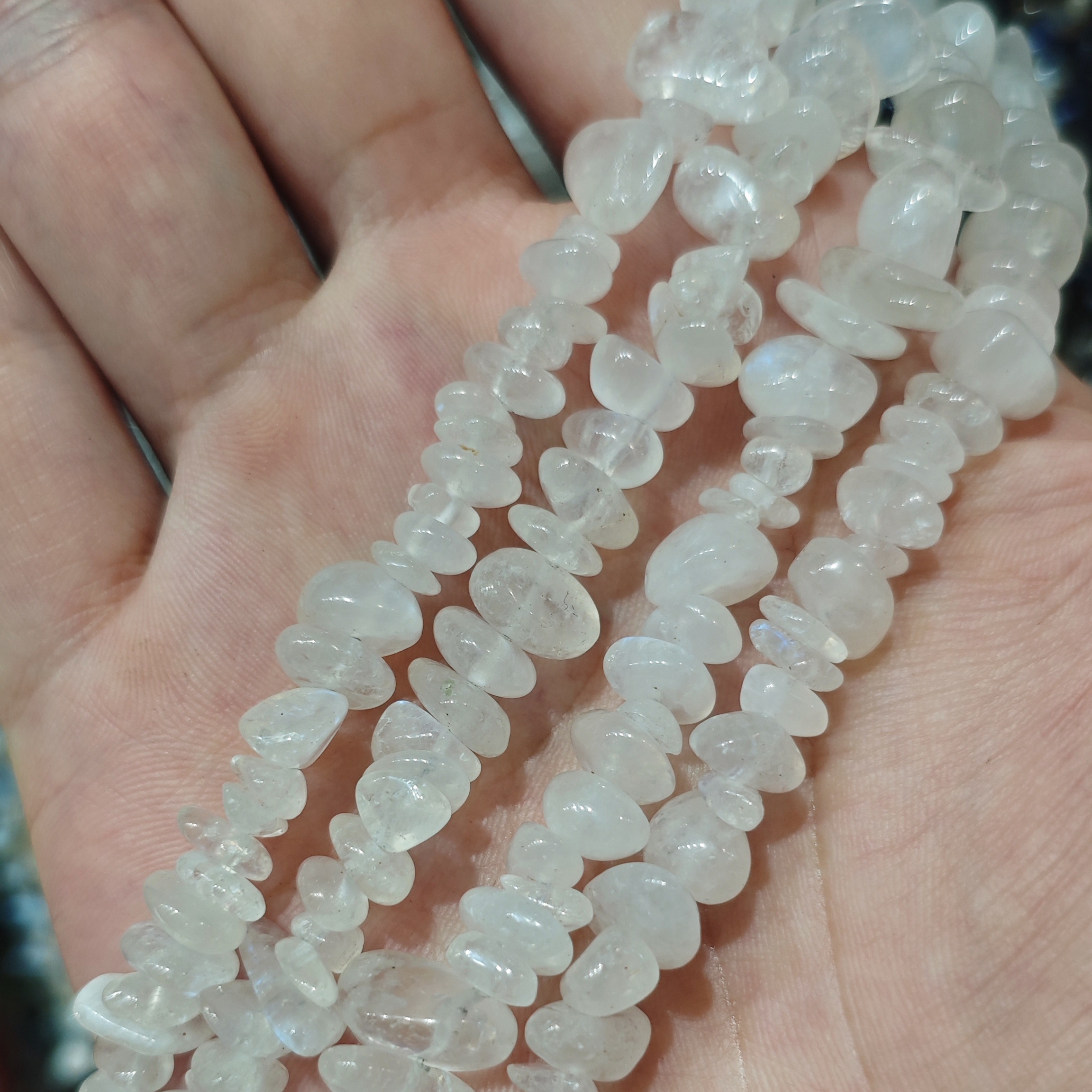 天然蓝月光石碎石散珠串珠女生DIY手工饰品手链手串个性配珠