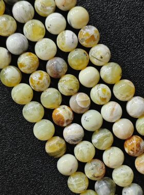 黄澳宝手链珠子天然温润感大地之泪黄色蛋白石DIY手串项链饰品