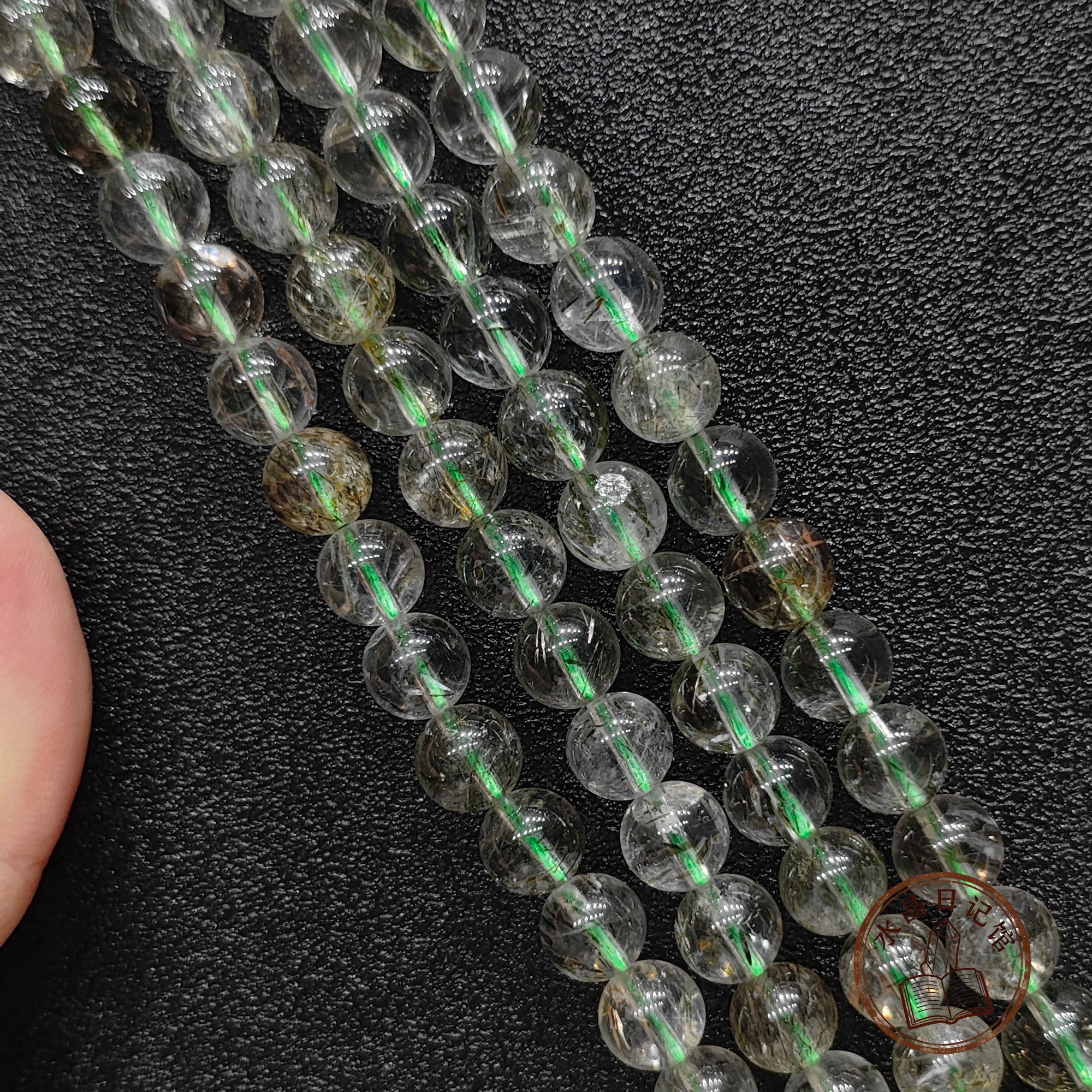 天然绿发晶散珠半成品圆珠 绿发水晶 DIY 手串手链配件原石珠子