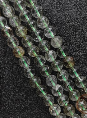 天然绿发晶散珠半成品圆珠 绿发水晶 DIY 手串手链配件原石珠子