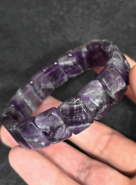 天然梦幻紫水晶手排 女款手串 深紫色紫白交织 小众国风饰品