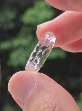 天然白水晶钻切面指环 双A级净体高透冰种 闪耀光彩 简约时尚手饰