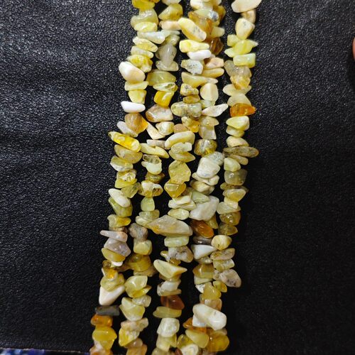 天然黄澳宝碎石珠子 带孔打孔珠子 黄色碎石珠子 DIY手工饰品用珠