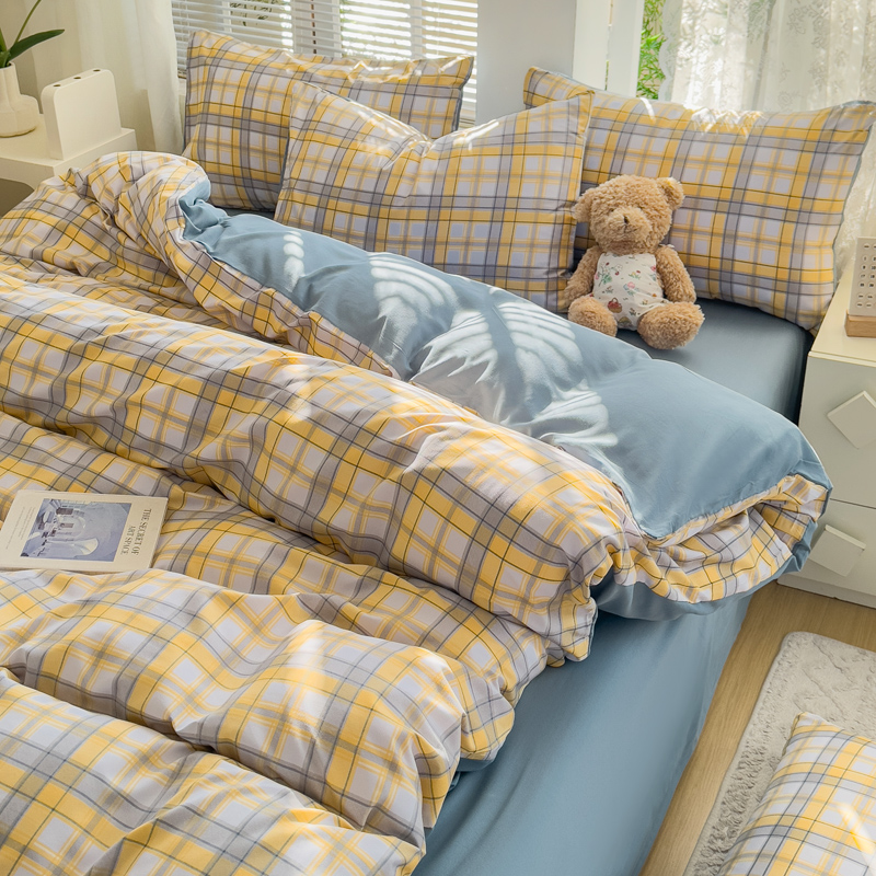 四件套水洗棉磨毛床单被罩仿纯棉