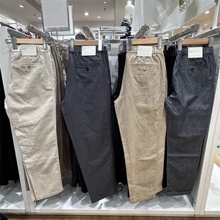 夏季 子宽松直筒轻薄透气长裤 男装 裤 470598 棉麻混纺休闲裤 日单229