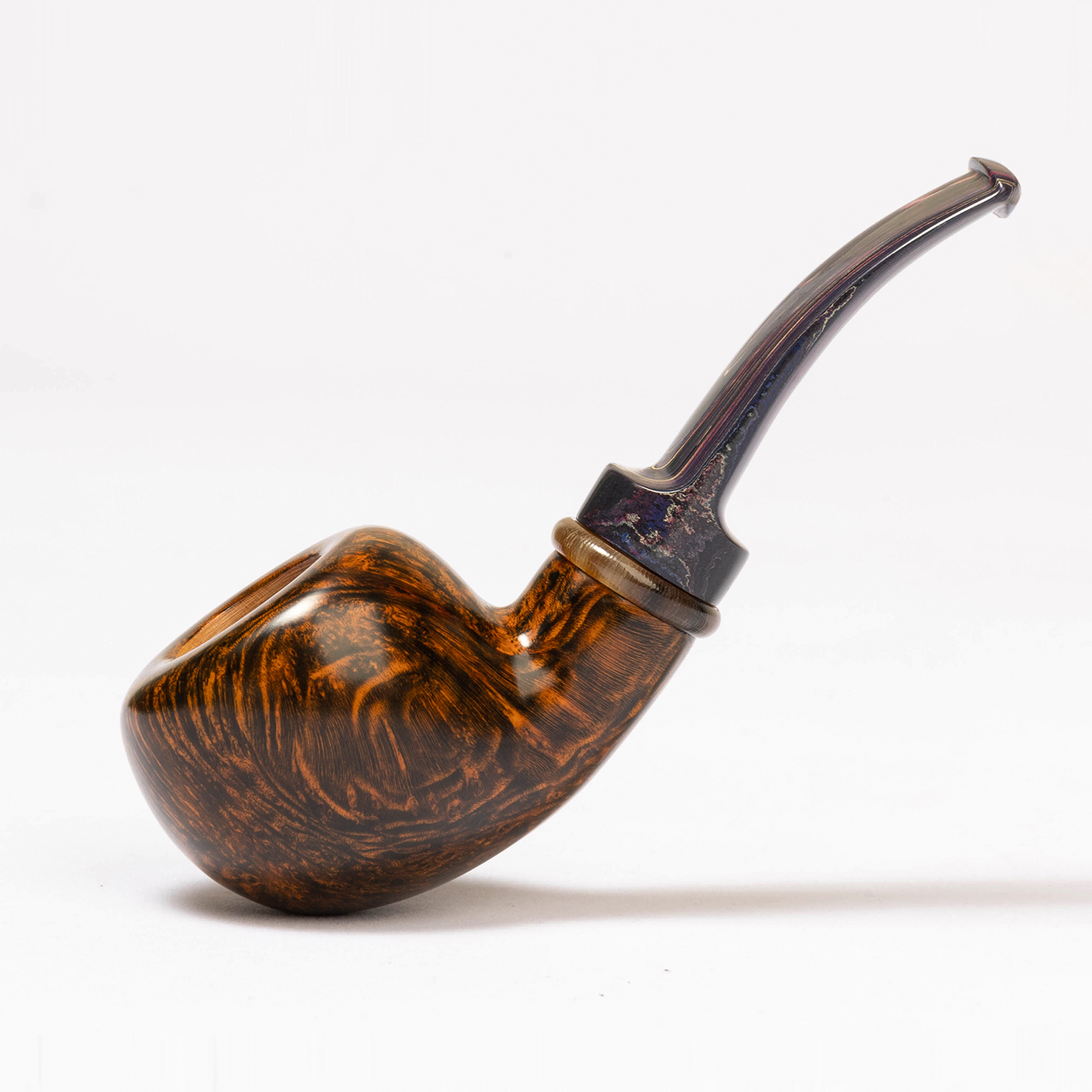 老狐狸手工实木烟斗进口石楠木3mm烟道牛角环装饰德国坎伯兰烟嘴