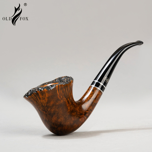 老狐狸精品手工实木烟斗石楠木9mm过滤芯烟道铝合金环亚克力烟嘴