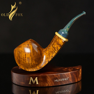 进口石楠木烟斗手工烟斗宽背河豚斗传统烟袋锅带过滤草丝烟斗男士