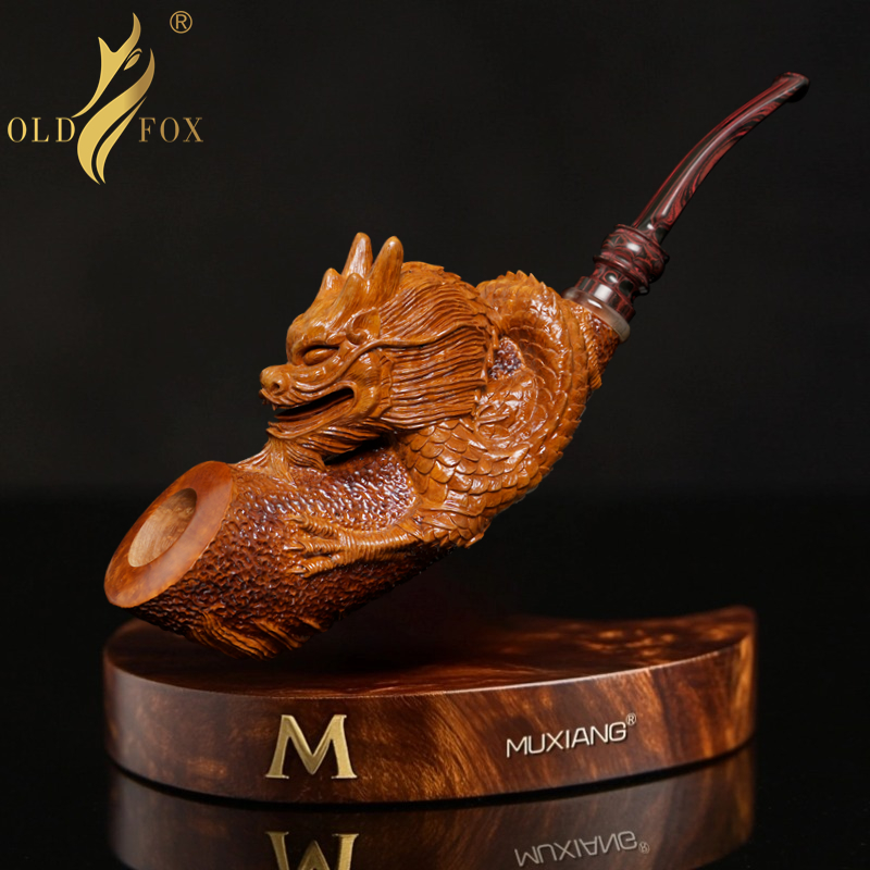 进口石楠木烟斗手工雕刻龙斗自由式传统老式过滤配件烟斗草丝男士