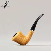 老狐狸经典 手工烟斗橄榄木9mm烟道带银圈亚克力烟嘴 款