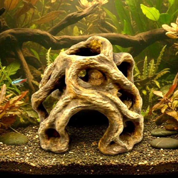 3d打印树根鱼缸造景爬虫窝鱼窝虾窝装饰仿真树干枯木石洞水族箱