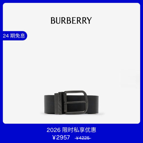 双面两用格纹针扣腰带BURBERRY