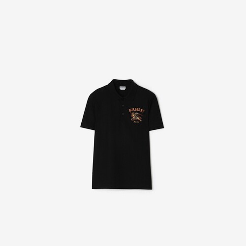 骑士徽标格纹棉质Polo衫BURBERRY