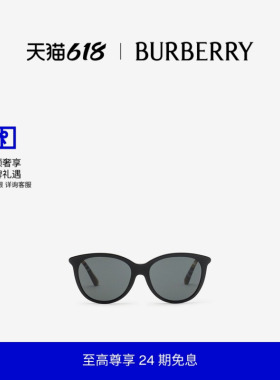 格纹镜臂圆框太阳眼镜BURBERRY