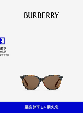 格纹镜臂圆框太阳眼镜BURBERRY
