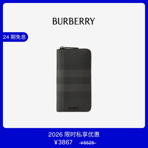 格纹拉链钱夹BURBERRY