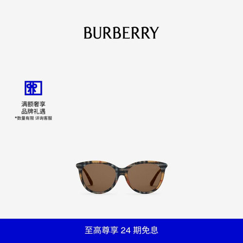 格纹镜臂圆框太阳眼镜BURBERRY