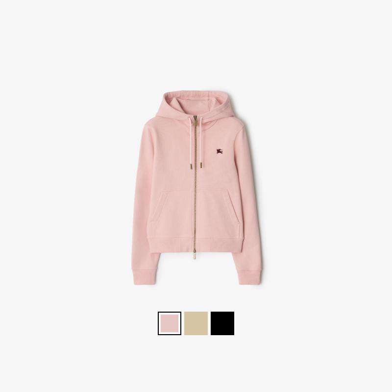 【24期免息】BURBERRY 女装 骑士印章棉质拉链连帽衫 多色