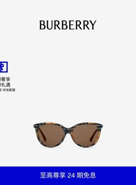 格纹镜臂圆框太阳眼镜BURBERRY