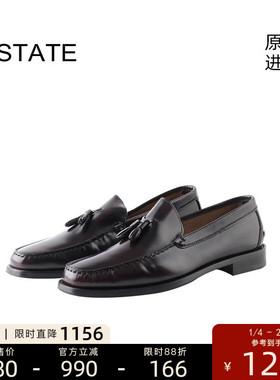 ESTATE意大利进口时尚男士商务皮鞋流苏乐福鞋一脚蹬休闲皮鞋7009