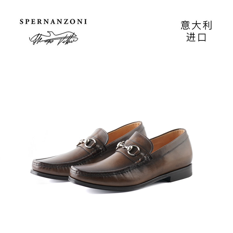 Spernanzoni意大利进口真皮一脚蹬懒人鞋手工男士乐福鞋Nunzio
