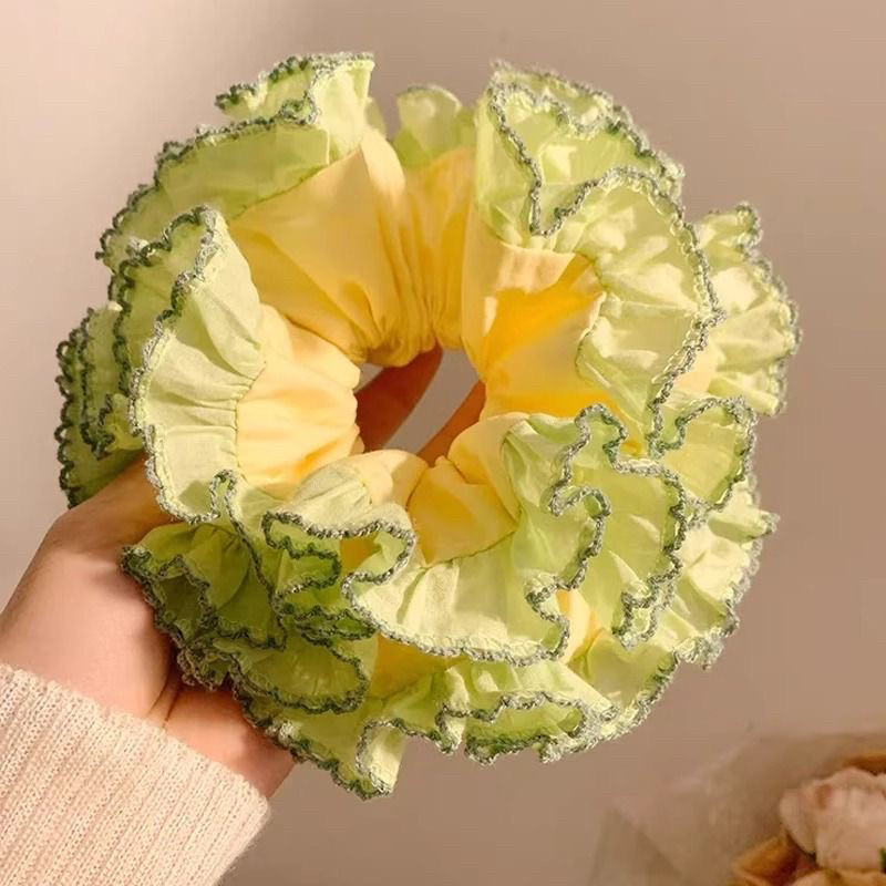 森系高级感黄色蕾丝大肠发圈