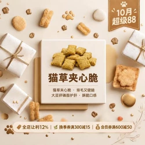 阿幸素食宠粮 阿幸纯素宠物零食猫薄荷胡萝卜夹心脆饼干50g