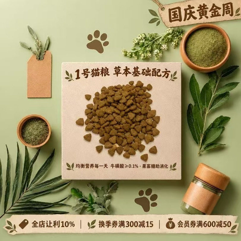 阿幸素食宠粮 1号纯素成幼猫通用猫粮/亮皮毛助消化排毛球/5斤