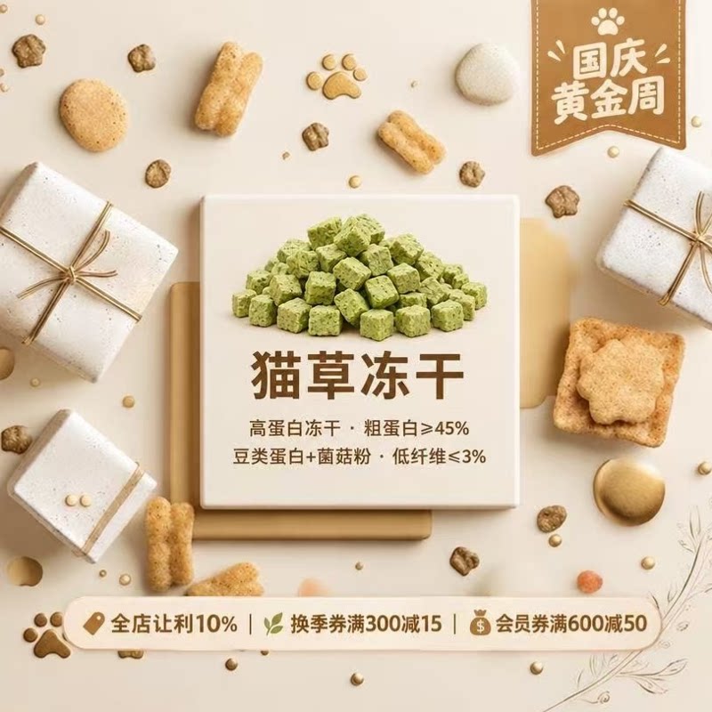 阿幸素食猫咪零食猫草冻干小方助消化促排毛30g/500g免种植可即食