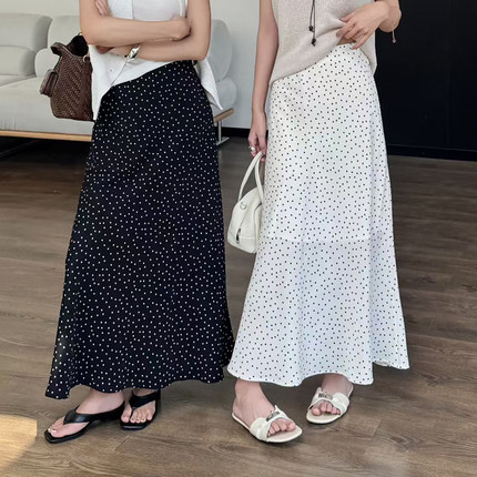 欧洲站半身裙女2026夏季新款高腰波点中长款A字裙长裙显瘦女装潮