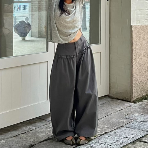 n9秋季休闲裤女高腰显瘦垂感