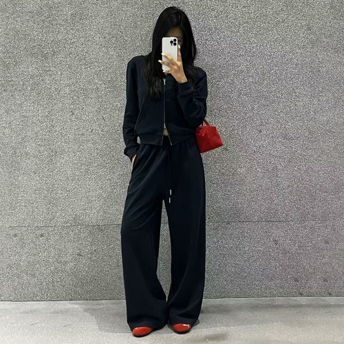 n9连帽外套阔腿裤两件套女显瘦
