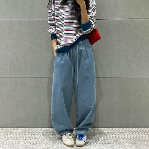 秋季高腰显瘦灯芯绒休闲裤女