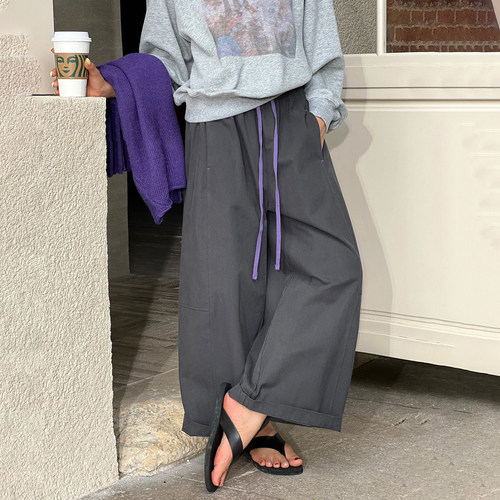 秋季新款松弛风高腰阔腿女休闲裤