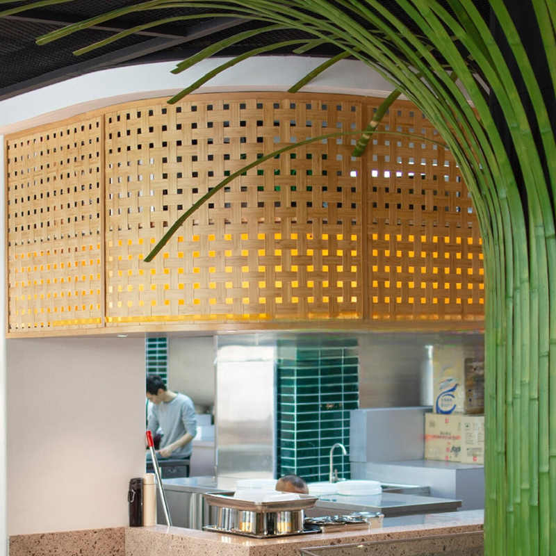 装修吊顶天花板墙面镂空竹编酒店民宿农家乐网格隔断屏风装修竹席