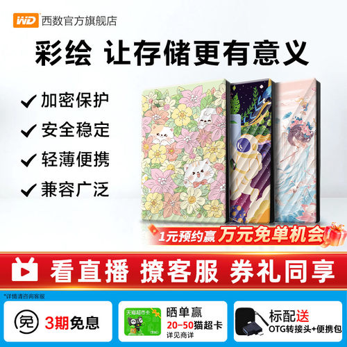 WD西数2T移动硬盘彩绘女生推荐