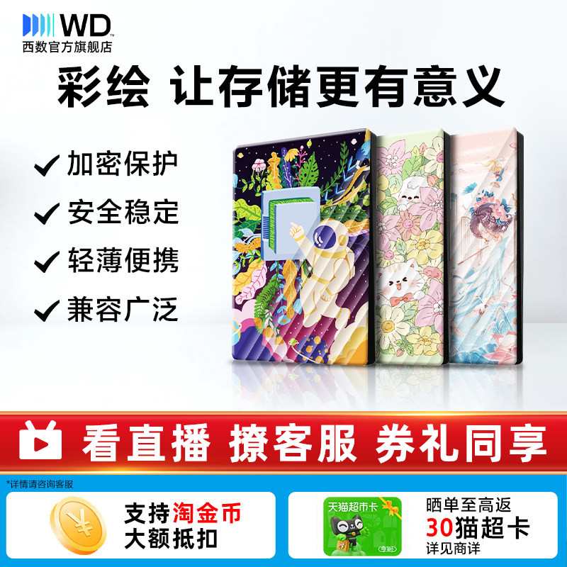 WD西数2T移动硬盘彩绘女生推荐图片