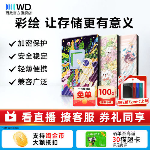 WD西数2T移动硬盘彩绘女生推荐