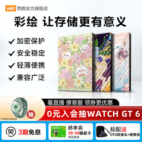WD西数2T移动硬盘彩绘女生推荐