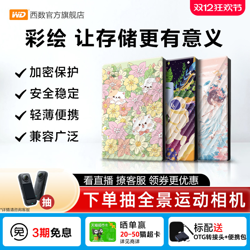 WD西数2T移动硬盘彩绘女生推荐