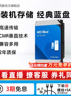 WD西部数据4t机械硬盘12t硬盘6t西数4tb电脑10t蓝盘2tb台式机3t