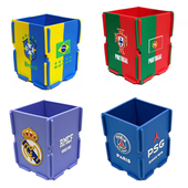 皇马巴萨利物浦足球笔筒pvc AC米兰切尔西阿根廷葡萄牙文具收纳筒