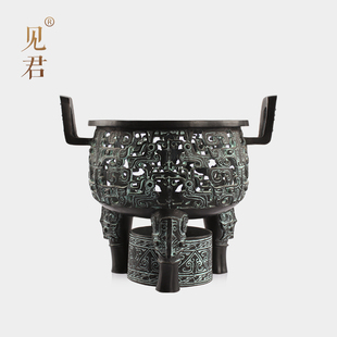 定制*见君 青铜火锅鼎 火锅圈 单人锅鸳鸯锅酒店火锅店中式餐具